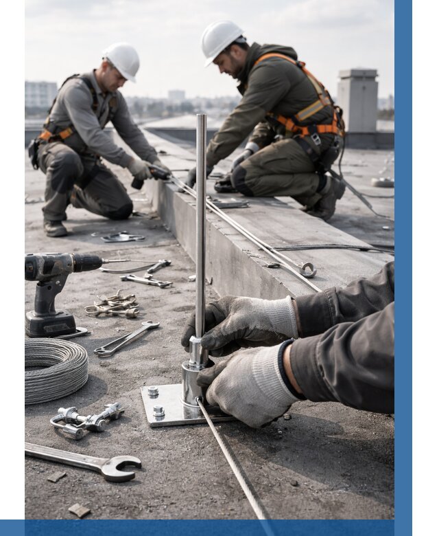 Монтаж молниезащиты на кровле в Лесне цена от 25988 р. | ВЫСОТНИК-Лсн