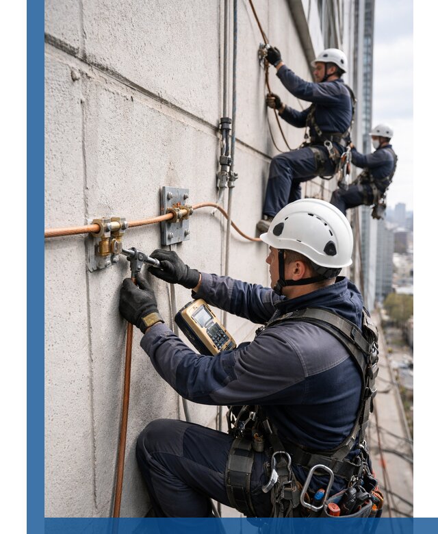 Монтаж системы заземления здания и молниезащиты в Лесне