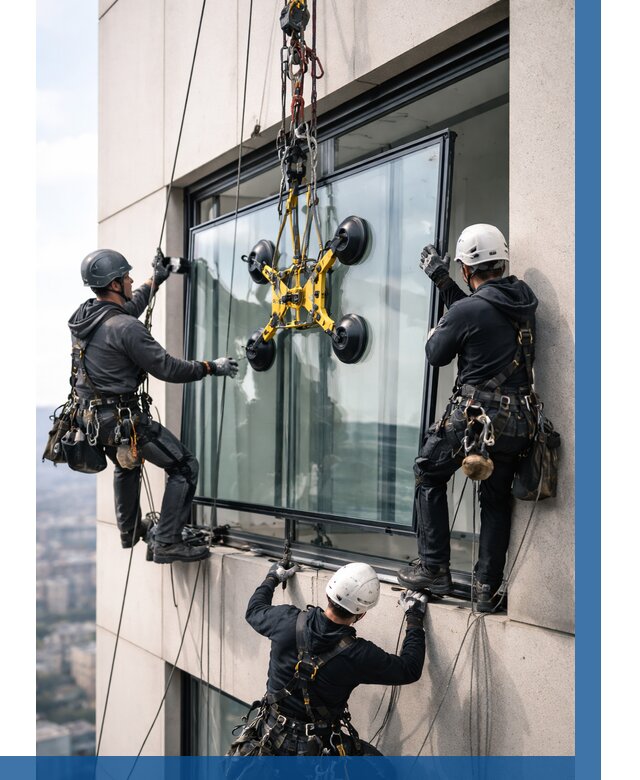 Монтаж стеклопакетов на высоте в Лесне от 3326 р. | ВЫСОТНИК-Лсн