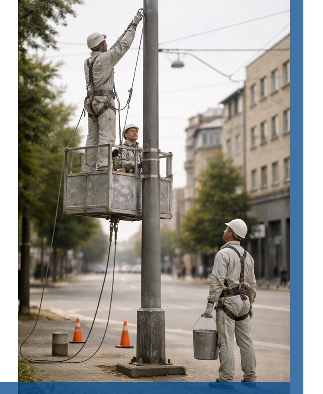 Покраска опор освещения в Лесне от 5198 р. | ВЫСОТНИК-Лсн