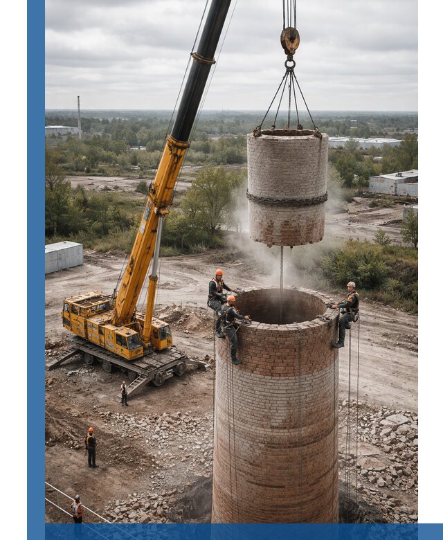 Демонтаж дымовой трубы в Лесне с гарантиями безопасности