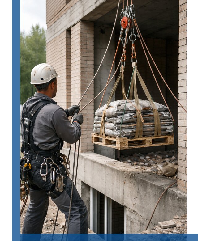 Подъем материалов на этаж веревками в Лесне оперативно