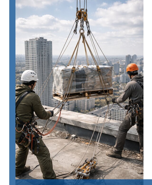 Подъем и монтаж крупногабаритных грузов на крышу в Лесне