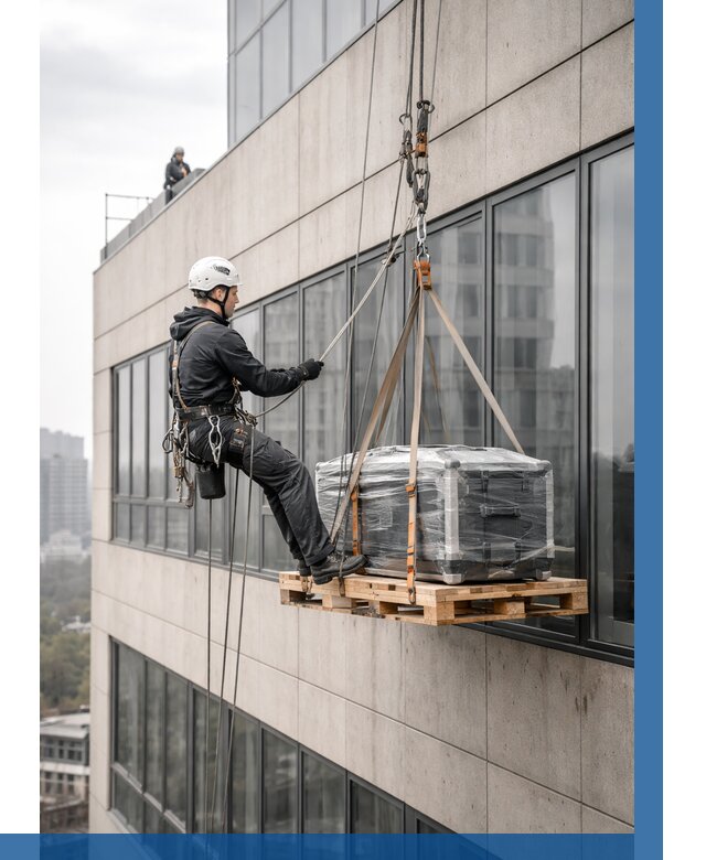 Спуск груза по фасаду в Лесне от 3638 р. | ВЫСОТНИК-Лсн