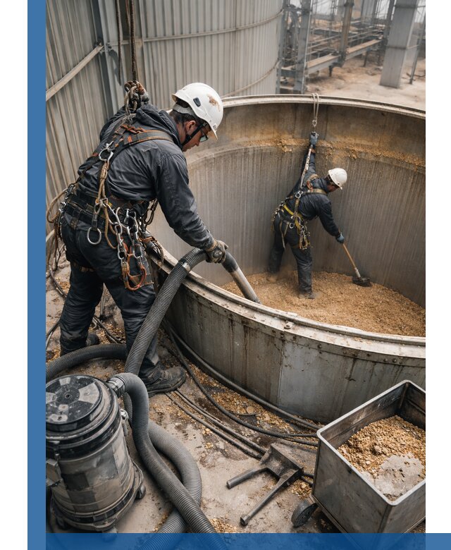 Профессиональная чистка зерновых бункеров в Лесне с выездом