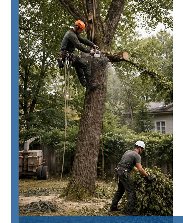 Кронирование деревьев в Лесне, безопасная высотная обрезка