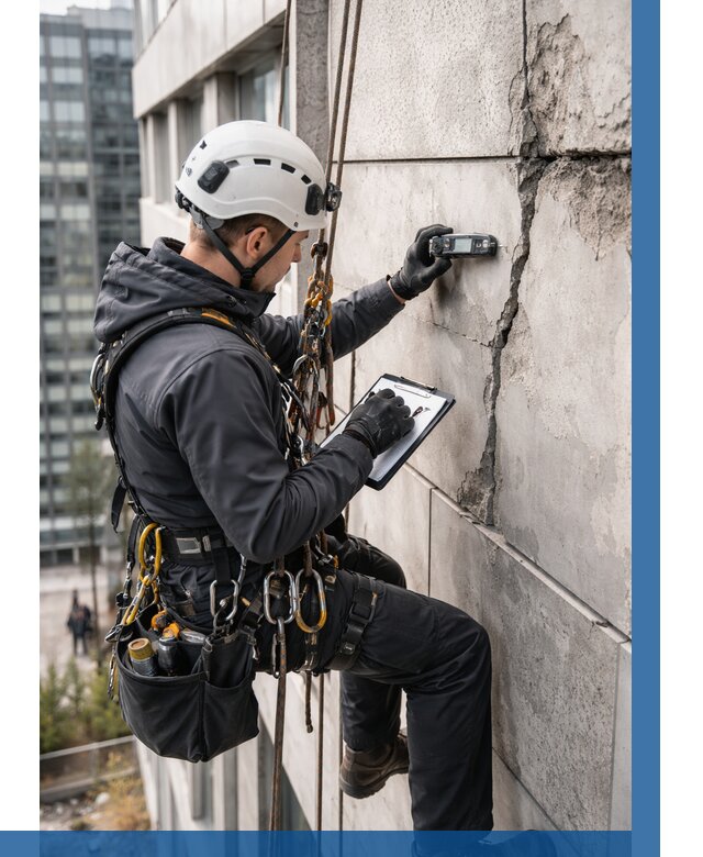 Обследование фасада альпинистами в Лесне от 125 р. | ВЫСОТНИК-Лсн