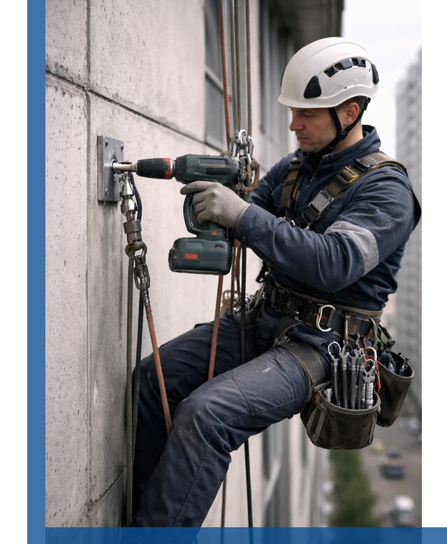 Установка анкерных точек для высотных работ в Лесне