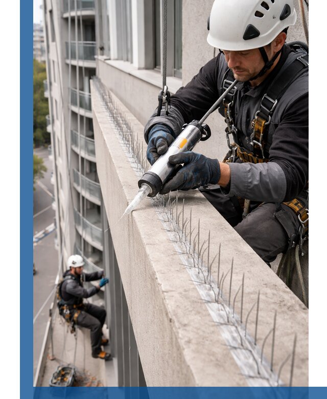 Установка шипов от птиц на фасадах и кровлях в Лесне